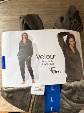 NWT Felina Velour Hoodie & Jogger Set — Olive